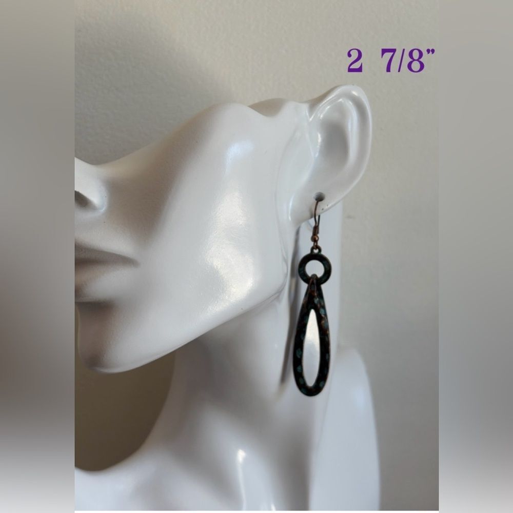 Artisan Teardrop Earrings in Turquoise and Brown